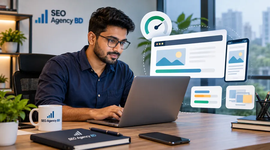 Bangladesh SEO specialist reviewing website loading, responsiveness and layout stability