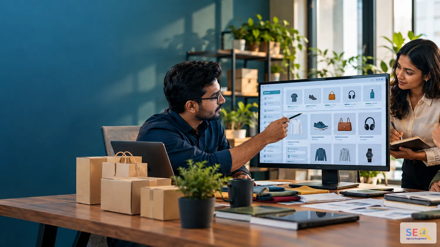Ecommerce SEO consultation reviewing category structure, product assortment and store optimization priorities