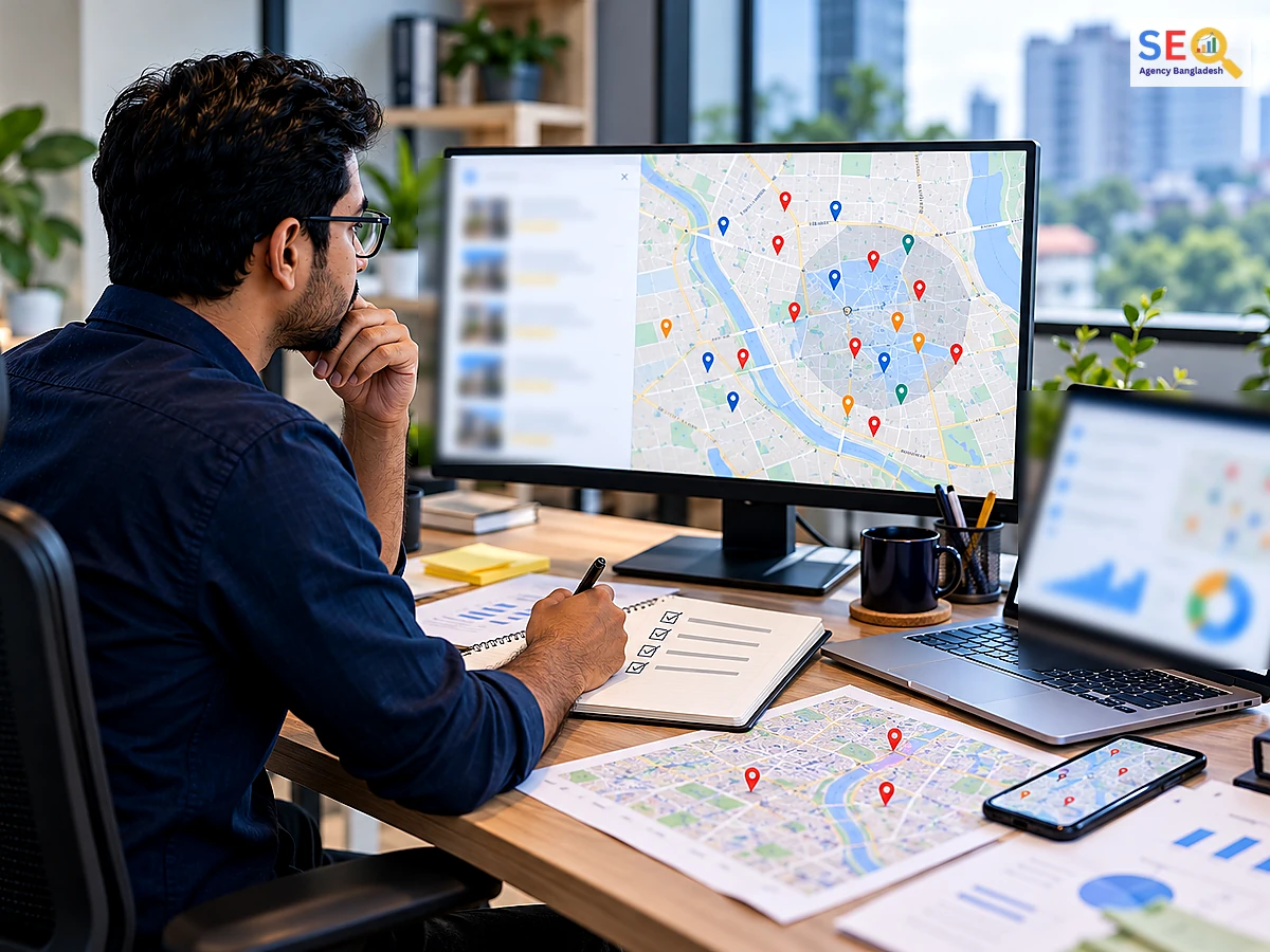 Google Map ranking workflow using map coverage research, local-search analysis and implementation notes