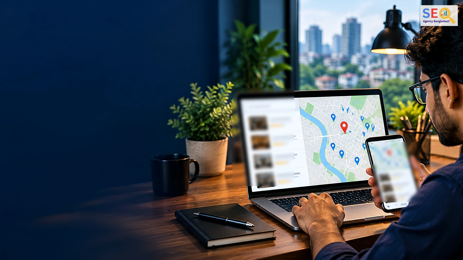 Google Maps SEO specialist reviewing local map visibility and nearby business results in Bangladesh
