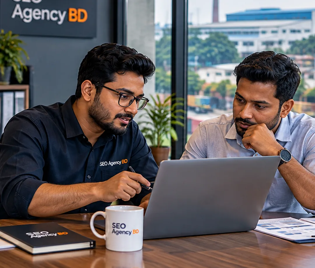 SEO specialist reviewing website and business information for a Gazipur SEO project