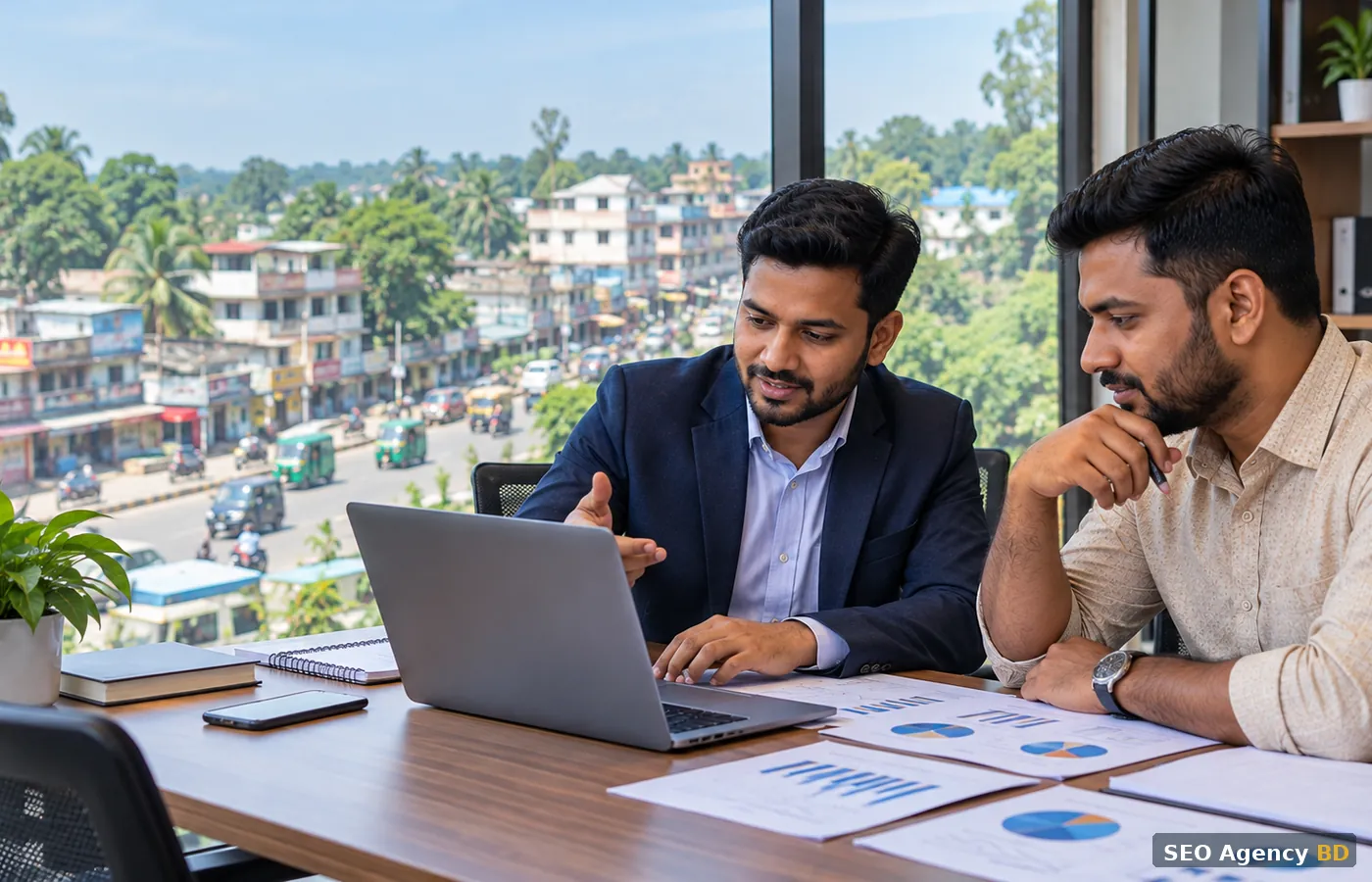 SEO specialist reviewing local search and website performance for a Noakhali business