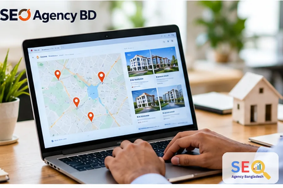Property location map and project listings used for real estate local search analysis