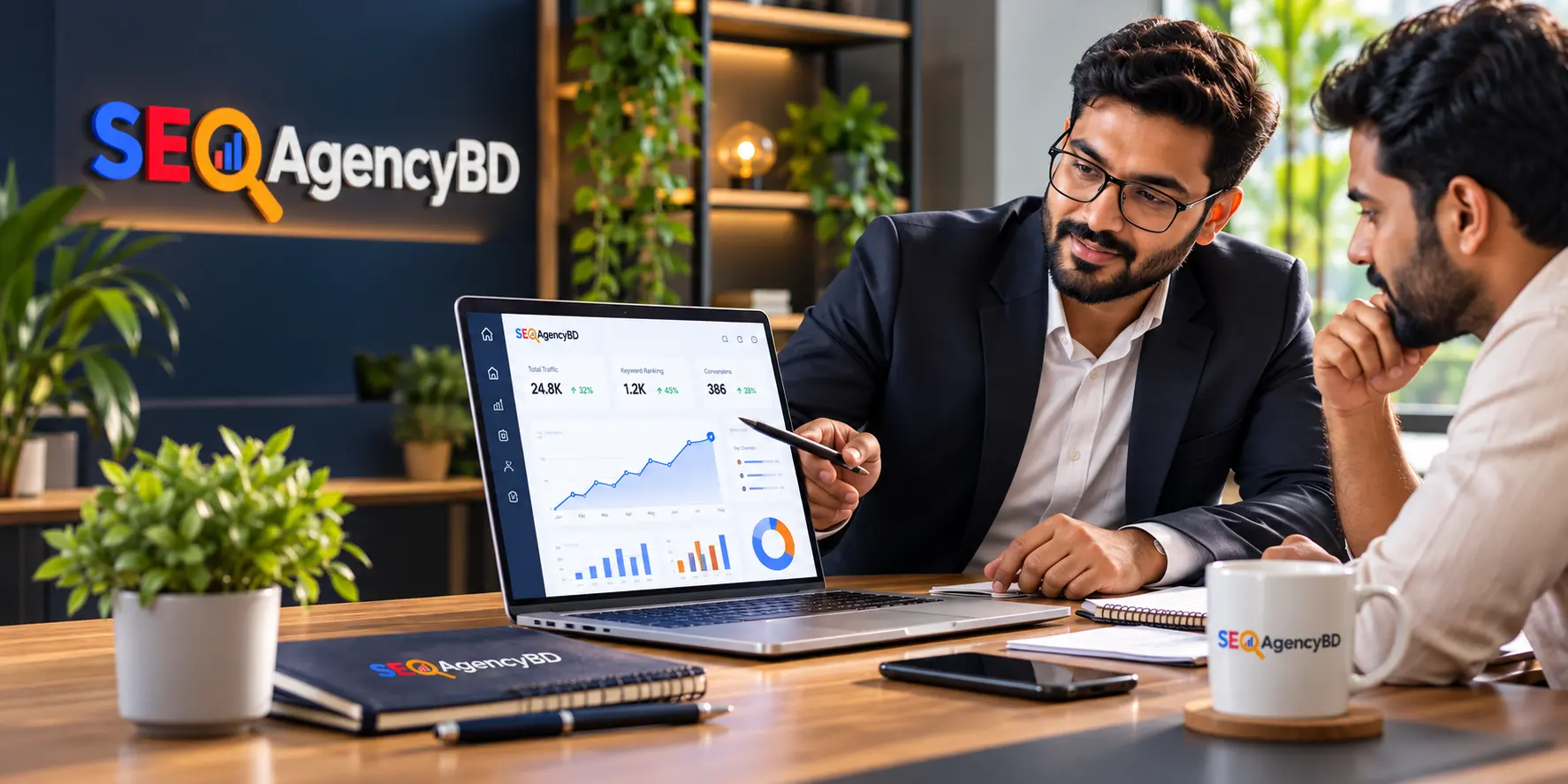 SEO Agency BD consultation with a Bangladesh business owner in a modern office