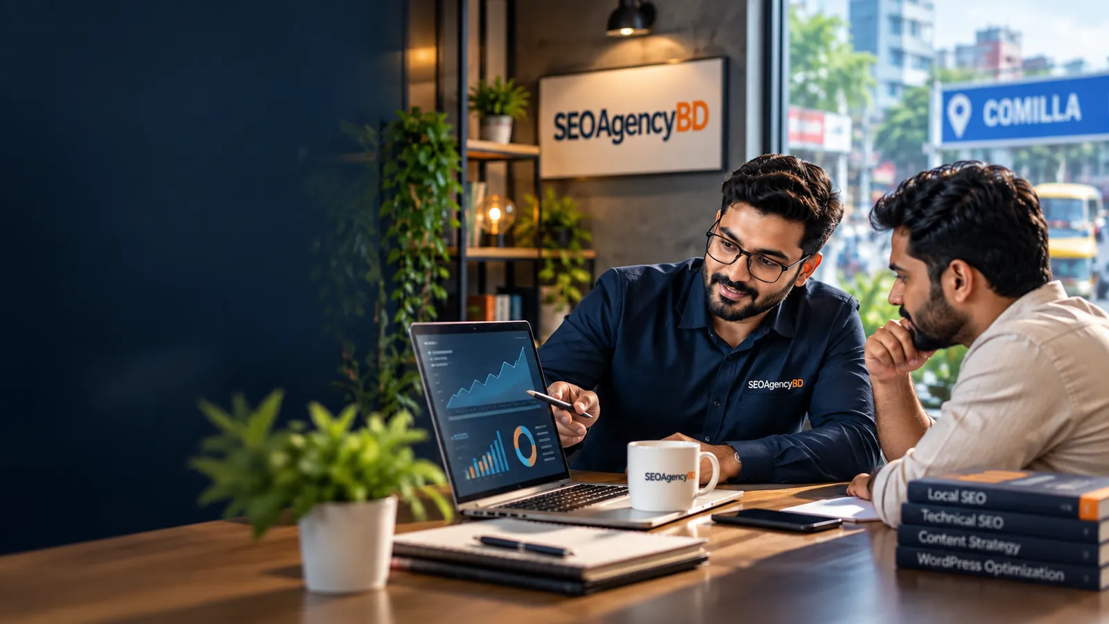 SEO Agency BD consultant discussing search growth with a Comilla business owner