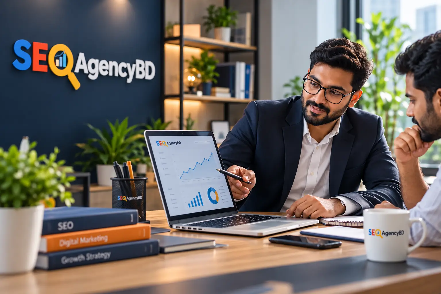 Bangladesh business owner and SEO consultant reviewing search performance and website priorities
