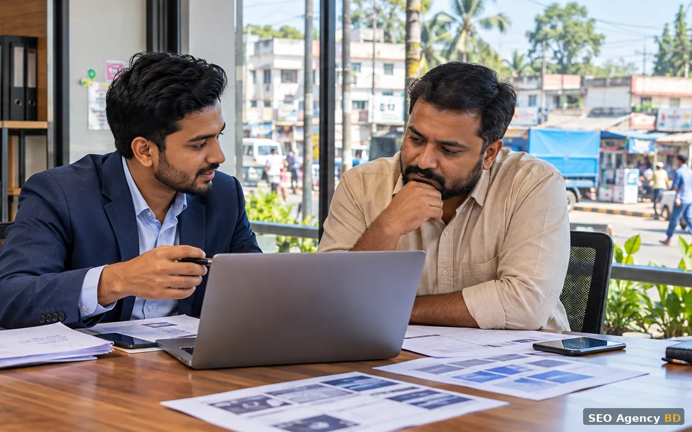 SEO Agency BD specialist planning search and website improvements with a Noakhali business owner