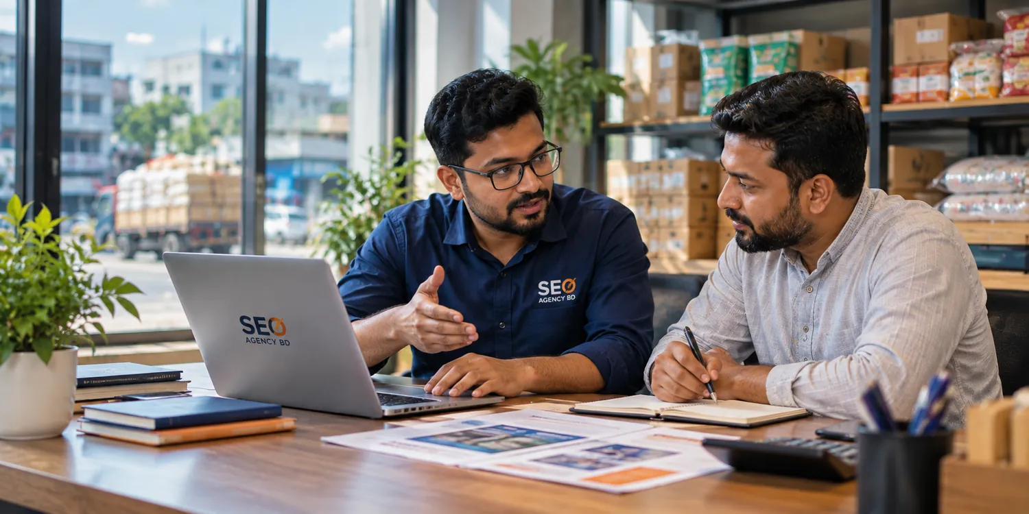 SEO Agency BD consultant discussing a search strategy with a Brahmanbaria business owner