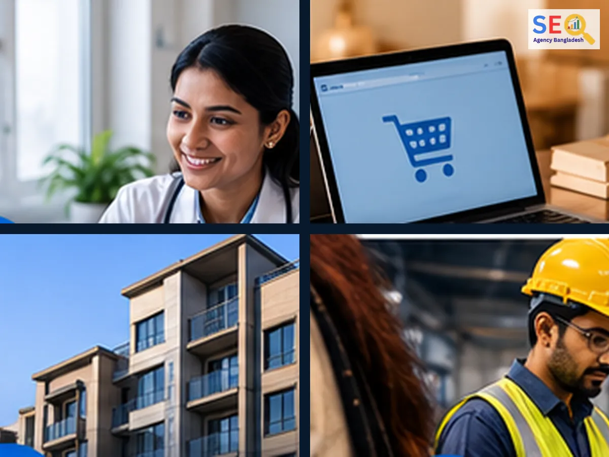 Examples of healthcare, ecommerce, real estate and construction business contexts in Bangladesh
