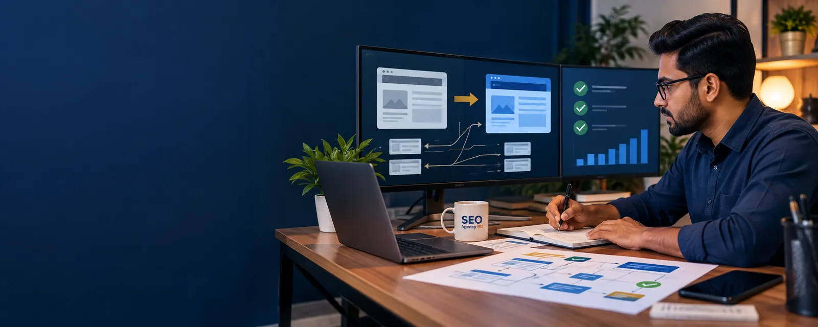Bangladesh SEO migration specialist mapping old and new website pages before launch