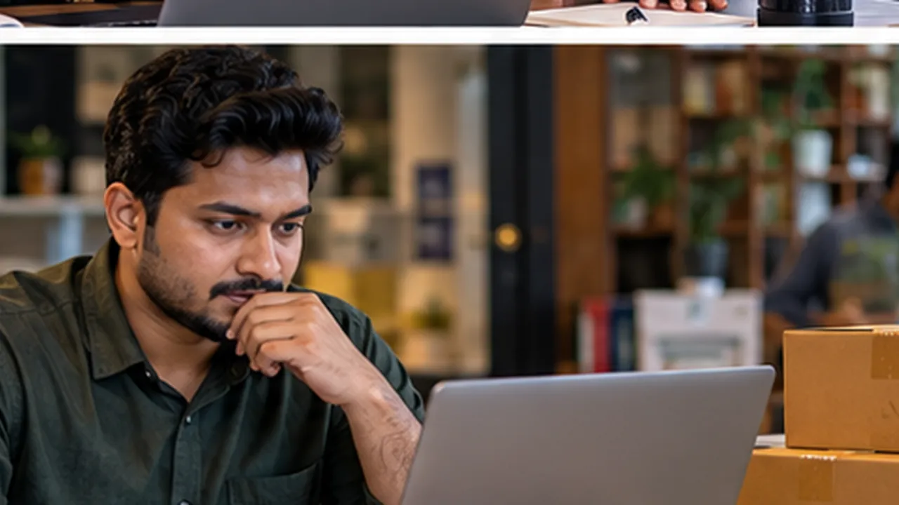 Chittagong business decision-maker comparing services online in a realistic office setting