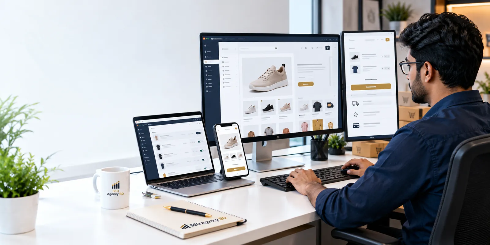 Bangladesh WooCommerce developer configuring a responsive product catalog and checkout workspace