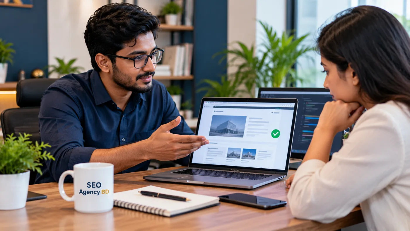 WordPress developer explaining a completed issue repair and next steps to a business owner
