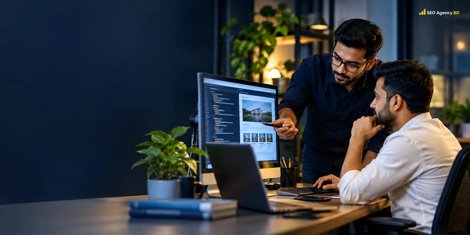 SEO Agency BD specialist reviewing WordPress performance with a business owner